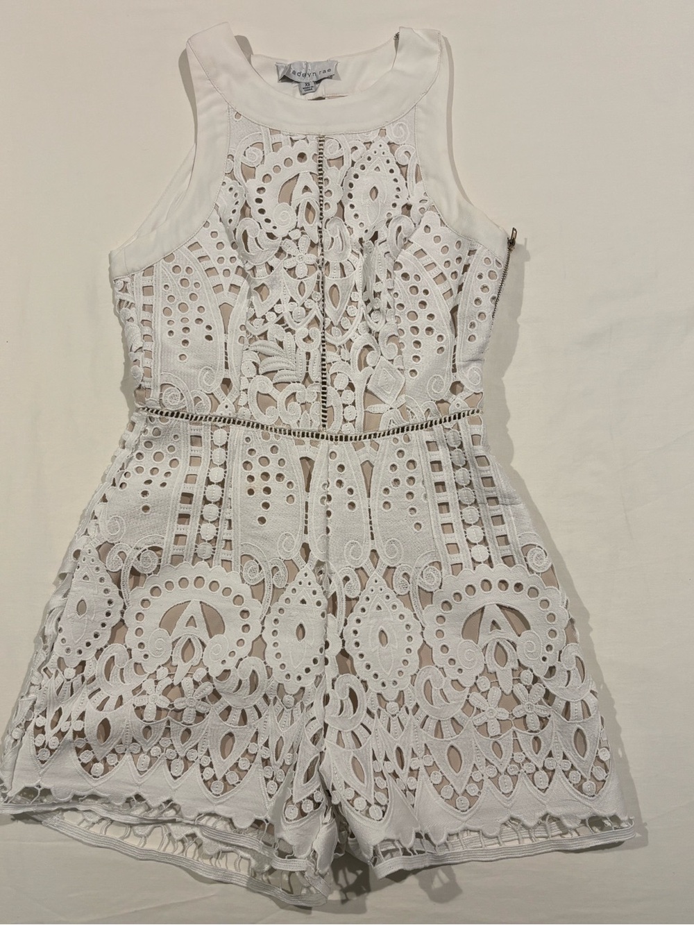 Adelyn Rae White Eyelet Lace Halter Romper